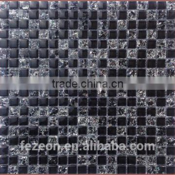 cheap black cracked crystal mosaic glass tiles