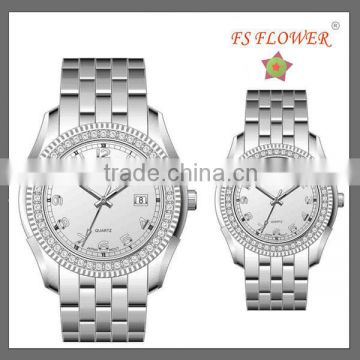 Fashion Diamond Watch Stainless Steel Back Watch Couple Lover Wrist Watch