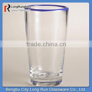 LongRun Special Cobalt Rimmed Glass Tumblers High Quality Drinking Glass Cups Set