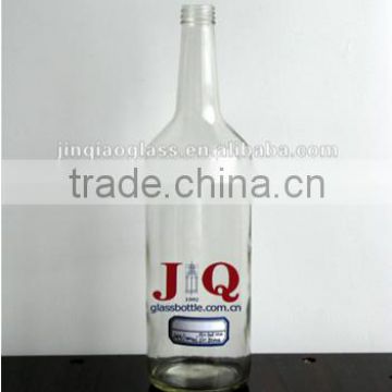 1L round clear spirit glass bottle