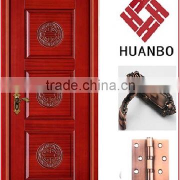 Solid wooden High quality Interior Veneer Wooden PVC MDF doors for rooms (HB-8080)