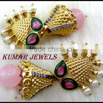 Girlish Pink Jhumki Earrings
