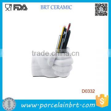Wholesale White Hand Shape Ceramic Pen Container