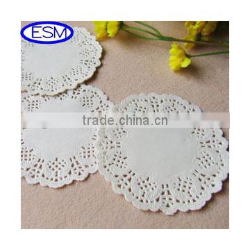 2014 hot selling round white paper doilies eco-friendly lace doily