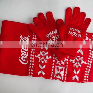 new style popular modern Xmas scarf and gloves sets