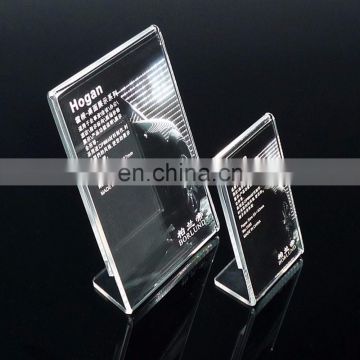 New L shape tabletop clear plastic sign holder