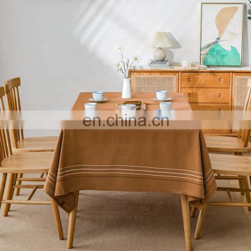 Table protection  table cover embroidered square cotton woven striped table cloth cover