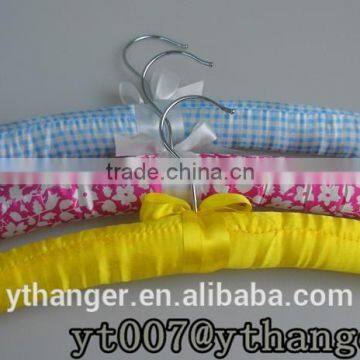 PH-YT-052 satin padded hanger for kids wooden hanger flocked satin padded