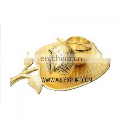 gold apple design bowl & tray