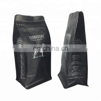 vacuum sealed coffee bean bags custom printed quad seal matte black coffee bag