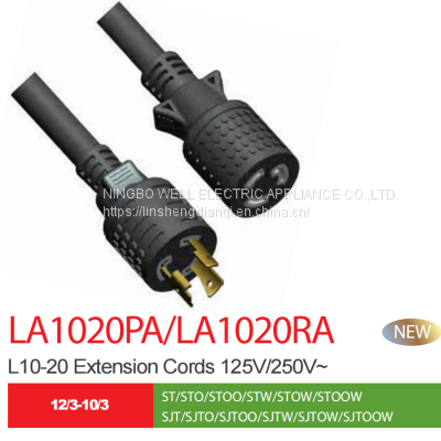 NEMA L10-20P America Twist locking Power cord