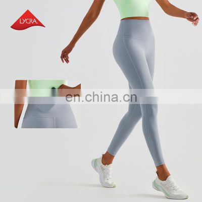 Best Lycra High Waist Peach Hip Butt Lift Hot Sexy Yoga Leggings Back With Pocket Workout Sports Fitness Tight Pants For Women