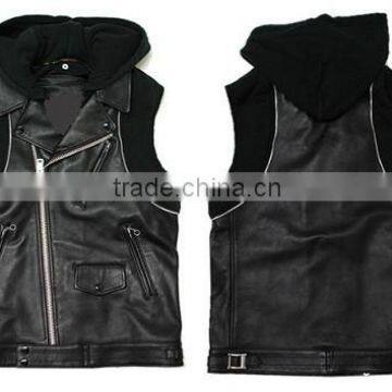 Leather vests with hood