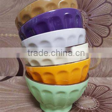 Wholesale Liling plain glazed stoneware noodle bowls with brown rim
