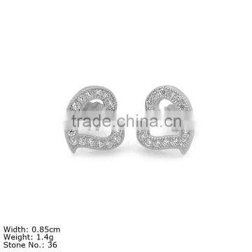 GZQ-0182 Simple Stud Earring Style 925 Silver Jewelry Earring with Heart Shape CZ Stones Stud Earring