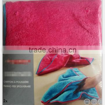 PE and PA coral fleece microfiber cloth 2pcs in a bag soft and super water absorption