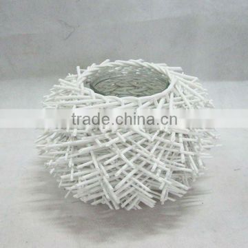 fashion shape willow flower pot with glass