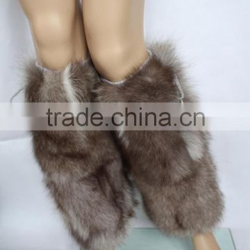 Sexy Ladies Fox Fur Leg Warmers High Knee Fur Socks Fur Boot Sleeves