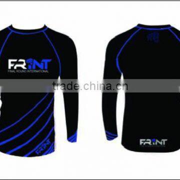 black and purple color sublimated rash guard