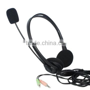 Two pins headset with microphone for computer