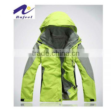 ladies' new style outdoor ski jacket green with hoodies
