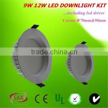 Indoor residential led downligs housing 12w complete down light kits with smd chip CE c TICK SAA certification