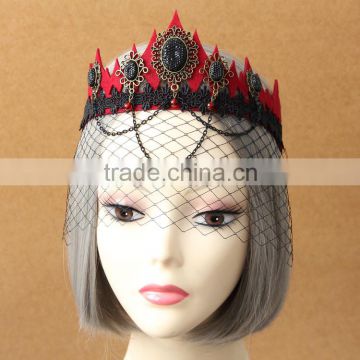 MYLOVE women red fabric crown with net hair accessory MLMJ32