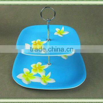 melamine cake fruit plate with two layers