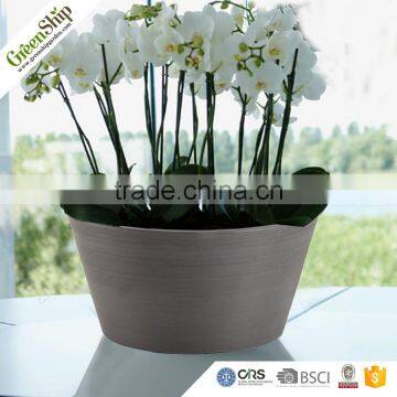 small round outdoor flower pot