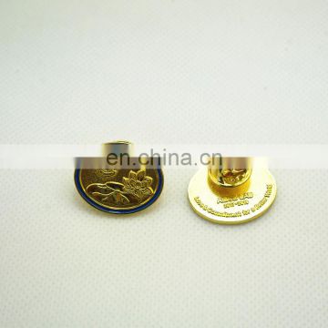 Embossed logo emblem gold plated metal lions club lapel pin badge with butterfly clutch