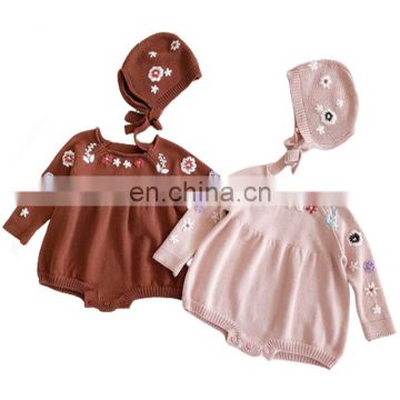Newborn Baby Romper Cotton Embroidery Flowers Long Sleeve Jumpsuit Playsuit Soft Infant Clothes