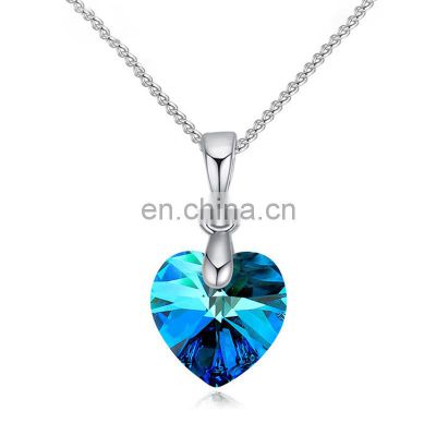 Heart Pendant Necklace Crystals Silver Color Chain Necklaces For Women Kids Jewelry
