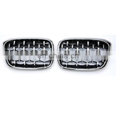 Car Chrome Silver Front Grill Bumper Grille Diamond Kidney Racing Grilles  For BMW X3 X4 G01 G02 G08 2018+