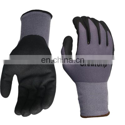 EN388 4121CE 15 Gauge Nylon and Spandex Liner Coated Sandy Flex Nitrile Coated Gloves