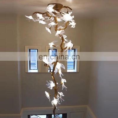 Modern large living dining room pendant light for home decor aluminium tree branch villa stair staircase chandelier