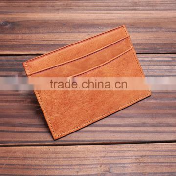 High quality 100% genuine leather card pocket for men slim leather card holder