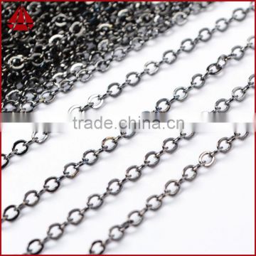 14 Inch Dark Antique Silver Plated Copper Finished Chain Necklace Finding Flat Cable Chain Losbter Clasp