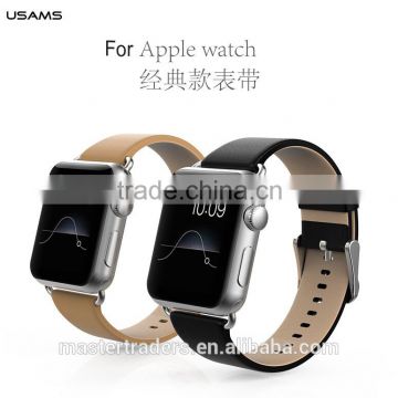 Original USAMS 42MM Genuine Leather Stainless Steel Wrist Strap Watch Band For Apple Watch MT-3498