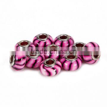 Hot Selling Fimo/Soft Clay Polymer 10 pcs Pink Stripe Color Glass Beads Loose Beads