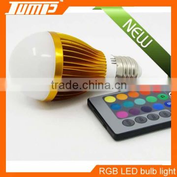 Factory Wholesale High Lumen RGB LED bulb,3W E27 remote control light RGB LED bulb