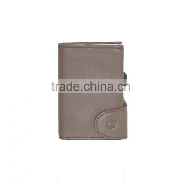 RFID Blocking Genuine Leather Credit Cards Holder Wallet Italy Leather RFID Shielded Card Wallet Taupe
