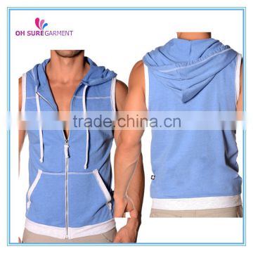 100% cotton french terry sleeveless hoodie