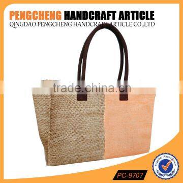 Jute stitching tote bag paper straw material hot sale shopping handbag