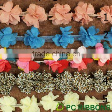 2015 new design 6petals chiffon flying flower trims ribbon