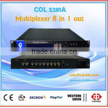 COL5281A digital video multiplexer 8 in 1,digital tv head-end equipment rf multiplexer