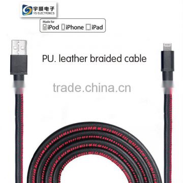 YUSH MFI Leather Cable For iPhone 6s 2016 Hot Selling