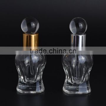 Wholesale unique shaped 10ml glass essential oil bottles empty clear glass perfume bottle with glass stick stopper