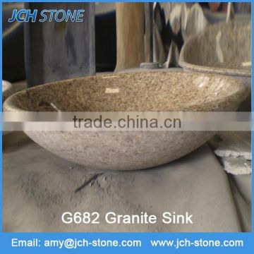Chinese yellow granite stone G682 round wash basin sink