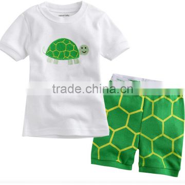 Kids cute tortoise pattern stretch cotton t shirt with white color
