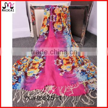 High quality beautiful floral printing wool mexican scarf